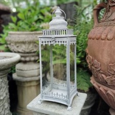 Large Iron and Glass Tealight Candle Lantern Holder for Home Garden Patio Decor