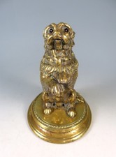 ANTIQUE NOVELTY BRONZE BEGGING TERRIER DOG INKWELL