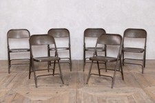 VINTAGE METAL CHAIRS GREY STEEL FOLDING CHAIRS