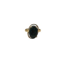 9ct 9k Yellow Gold 3.97ct Natural Black Opal Ladies Ring Size M. Brand New