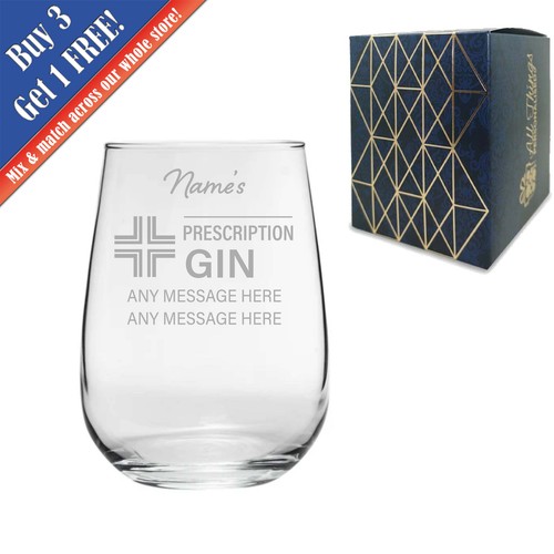 Engraved gin and tonic glass - gin,