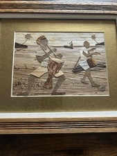 Nzimbu Browne Signed Banana Art Original Collage Framed Folk Art Gallery Wall