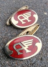Vintage AUSTIN Car Cufflinks Red Enamel Motor Car Emblem Chain Link Made England