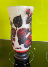 Emile Galle Reproduction Glass Vase Floral Design 27.5cm