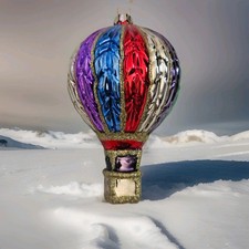 13cm Hanging Hot Air Balloon Christmas Tree Glass Bauble/Ornament Decoration ?