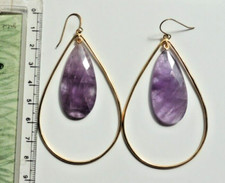 LOLA ROSE STATEMENT EARRINGS 8CM DROP 4CM SEMI PRECIOUS AMETHYST TEARDROP