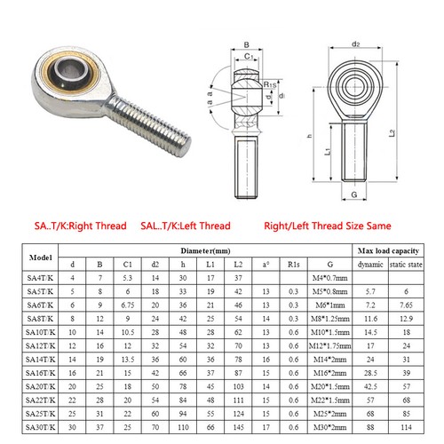 Male female rod end - male/female, bearing