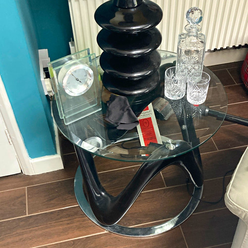 Table contemporary round glass - table,