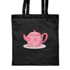 'Funky Teapot' Classic Black Tote Shopper Bag (ZB00025504)