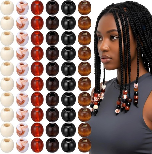 Pcs wooden hair beads - 60,