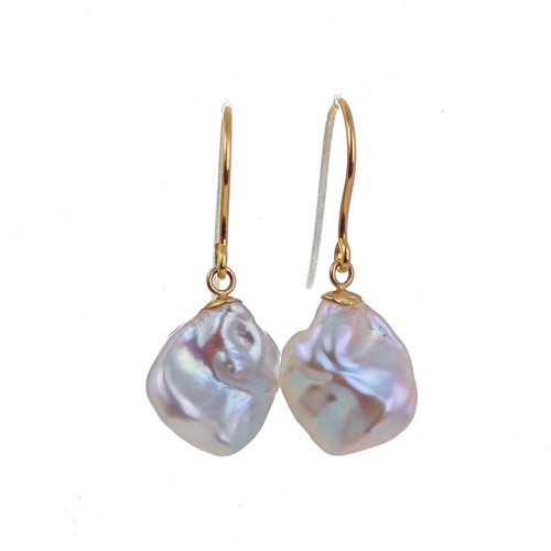 9ct pearl dangle earrings - 9ct,