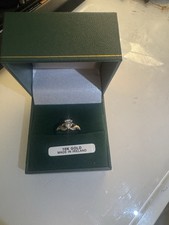 Glencara Claddagh Ring, Solid 10k White Gold. Set With Synthetic Diamond