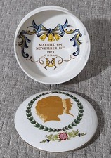 Ltd Edition Royal Wedding Anne Mark Phillips Crown Staffordshire Trinket Box  2"