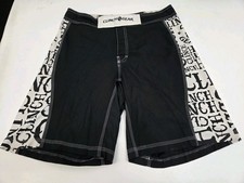 Clinch Gear Mens MMA Black/White Fight Shorts Size 34/10" #7933