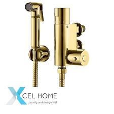 Evan Gold Brass Douche Set - Wall-Mounted, Thermostatic Bidet Shattaf Spray