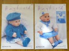 2 MODERN HAYFIELD 2483+2484 18"/46 CM BABY GIRL DOLL CLOTHES KNITTING PATTERNS