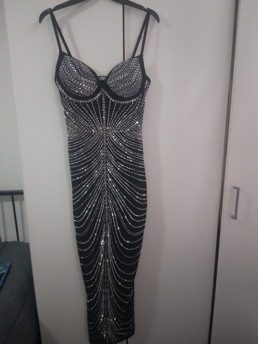 Evening dress black with - black,