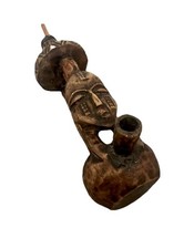 Vintage African Calabash Pipe Hand Carved Wooden Ornament