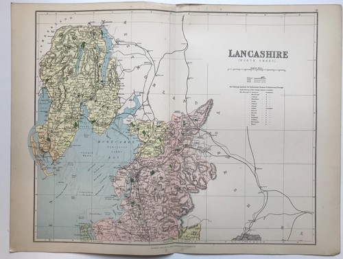 Unframed map lancashire - lancashire, (n)