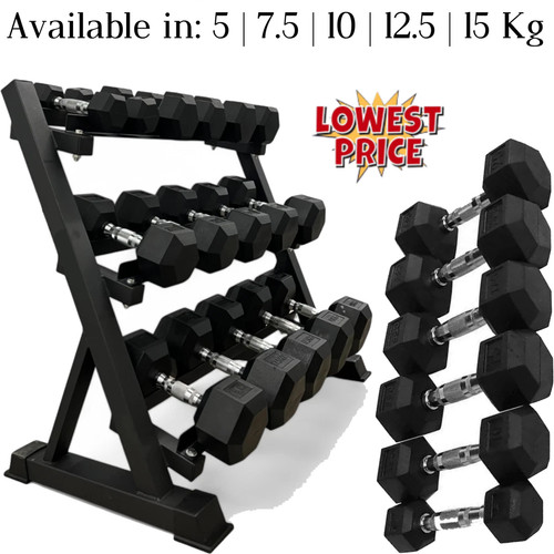 Hex dumbbells set rubber - set,