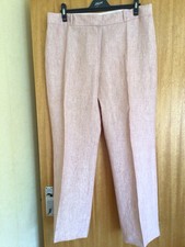 BNWOT M&S Pale Pink 100% Flax Linen Wide Legged Trousers Size 16