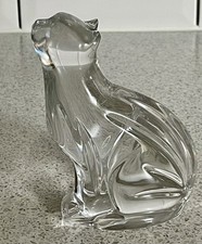 WATERFORD CRYSTAL CAT LOOKING UP FIGURINE WEIGHS 790g IRELAND, ORIGINAL LABELS