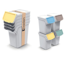 Sorting Recycling Segregation Wastebin Stackable 20L With Lid Home/Office Ashen