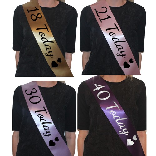 Printed satin sash birthday - printed,