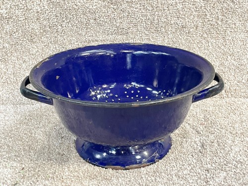 Vintage blue enamel - enamel, colander