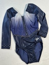 GK ELITE Leotard gymnastics SWAROVSKI RHINESTONE BLING Competition MESH Blue CL