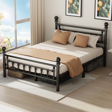 Luxury Metal Bed Frame with Headboard and Footboard/Heavy Duty Slat Lvffpealyyye