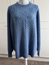 Damart Pastel Baby Blue Chunky Knit Relaxed Fit Long Sleeve Jumper Size 22/24 