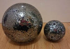 Dark Cracked Mirror Decor Large Ball Was £18 & Small Ornament Floor Balls Set