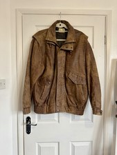 Mens Vintage LLD Original Brown Genuine Leather Jacket Size XL London Leathers