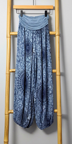 Women blue paisley harem - blue,