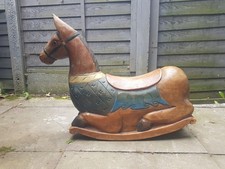 Vintage Unusual Lovely Large Solid Carved Big Heavy Wooden Rocking Horse