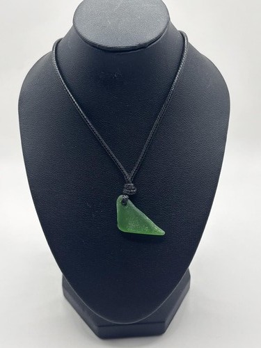 Green kent sea glass necklace - green,