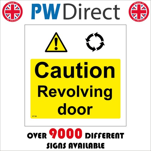 Sign caution revolving door - sign,