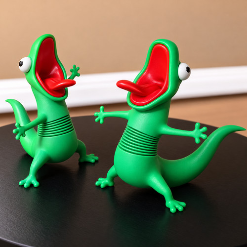 Green printed lizard - green,