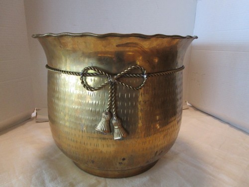 Vintage hammered brass planter - vintage,