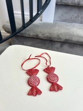 Gisela Graham Candy Cane Sweets Christmas Tree Decorations Red White Bundle