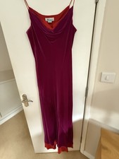 Women’s Monsoon Velvet With Satin Trim Occasion Dress Size 14 Bias Cut