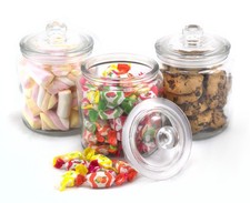 3 X 3.8L GLASS BISCOTTI JAR /
