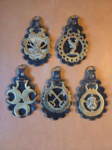 Brass horse medallions leather - medallions,