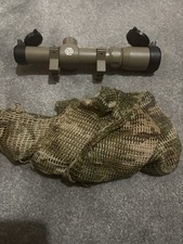 1-4x24 Tactical Telescopic Rifle Scope, FDE Finish, Flip-Up Caps + Wrap Included