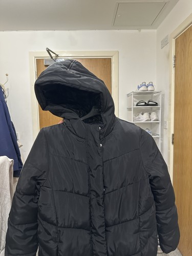 Black knee length kids coat - black,