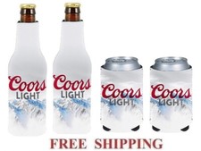 COORS LIGHT 2 BEER BOTTLE KOOZIE + 2 CAN HUGGIE COOLIE COOZIE COOLER SET NEW