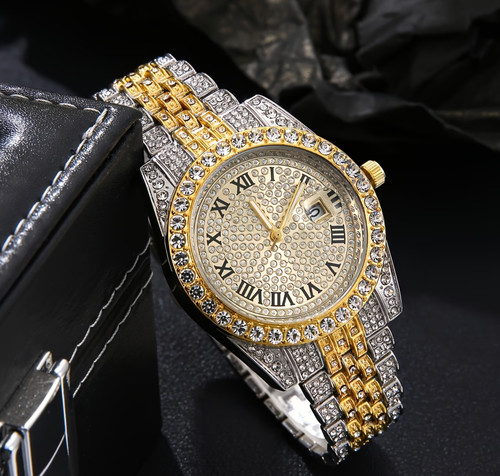 Men gold silver iced out - gold,
