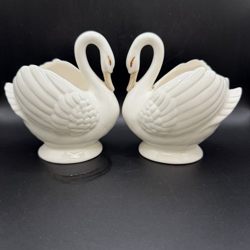 Swan planters pair porcelain - swan,