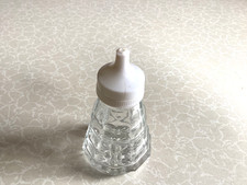 Small Vintage JACOBEAN Pressed Glass  Bottle Traditional WhitePlastic Top Retro